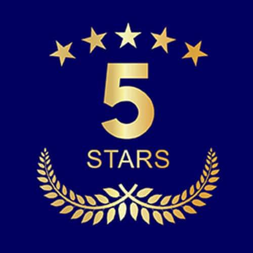 The 5 stars logo on a blue background.